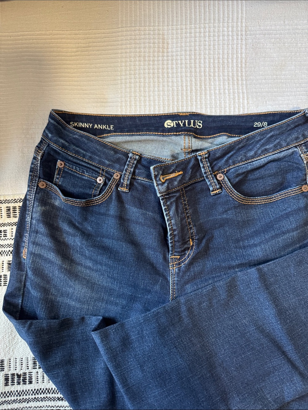 STYLUS Dark Blue Skinny Ankle Jeans